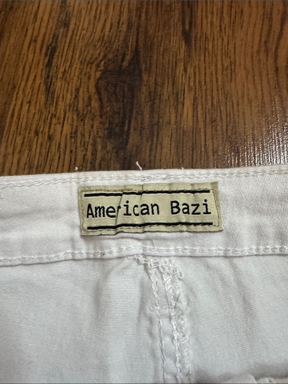 American Bazi White Distressed Denim Shorts with Black Side Stripes 18.T - Picture 2 of 4